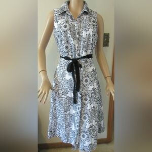 Tweeds Black And White Embroidered Shirt Dress Women's 8